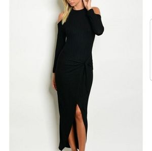 Black Wrap Sweater Dress